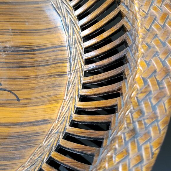 Rare MCM Apco Japan Melamine Lacquered Lattice Open Fruit Bowls Signed Set of 4 - Picture 8 of 11